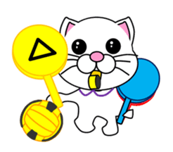 A white cat which plays dodgeball sticker #13187699