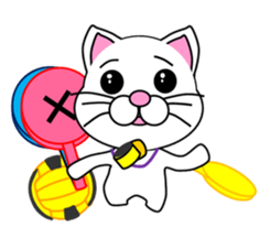 A white cat which plays dodgeball sticker #13187700