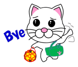 A white cat which plays dodgeball sticker #13187701