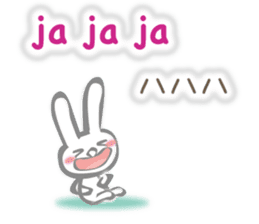 Rabbit speaks Spanish and Japanese sticker #13190366