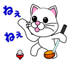 A white cat which plays golf sticker #13190601