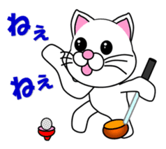 A white cat which plays golf sticker #13190601