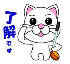 A white cat which plays golf sticker #13190604