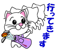 A white cat which plays golf sticker #13190605