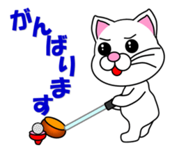 A white cat which plays golf sticker #13190611