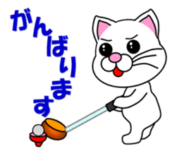 A white cat which plays golf sticker #13190611