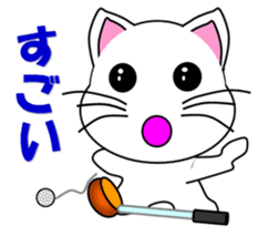 A white cat which plays golf sticker #13190617