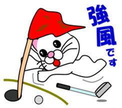A white cat which plays golf sticker #13190620