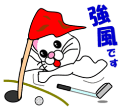 A white cat which plays golf sticker #13190620