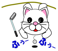 A white cat which plays golf sticker #13190622