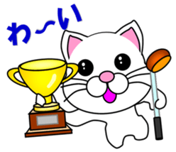 A white cat which plays golf sticker #13190625