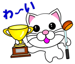 A white cat which plays golf sticker #13190625