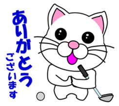 A white cat which plays golf sticker #13190626