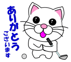 A white cat which plays golf sticker #13190626