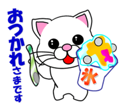 A white cat which plays golf sticker #13190631