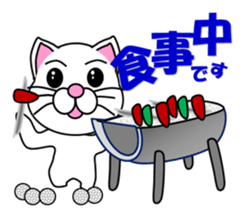 A white cat which plays golf sticker #13190633