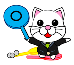A white cat which plays golf sticker #13190634