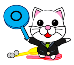 A white cat which plays golf sticker #13190634