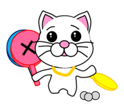 A white cat which plays golf sticker #13190636