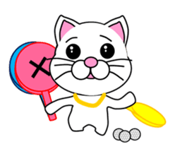 A white cat which plays golf sticker #13190636