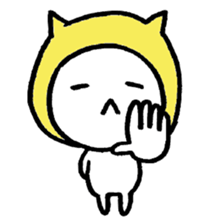 Girl is wearing a hat of the cat 's ear sticker #13195662