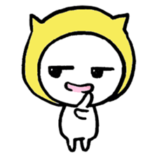 Girl is wearing a hat of the cat 's ear sticker #13195692