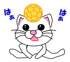 A white cat which plays handball sticker #13197546