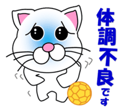 A white cat which plays handball sticker #13197549