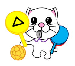 A white cat which plays handball sticker #13197563