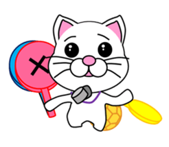 A white cat which plays handball sticker #13197564