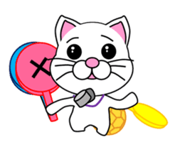 A white cat which plays handball sticker #13197564
