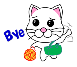 A white cat which plays handball sticker #13197565