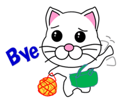 A white cat which plays handball sticker #13197565