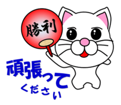 White cat which plays baseball,softball sticker #13203036