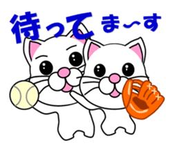 White cat which plays baseball,softball sticker #13203043