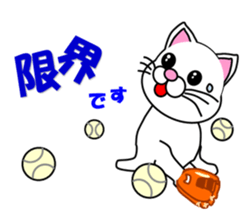White cat which plays baseball,softball sticker #13203062