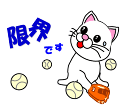 White cat which plays baseball,softball sticker #13203062