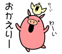 Pig and Bird sticker #13217196