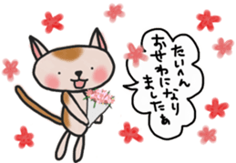 The cat answered by a respect language sticker #13221061