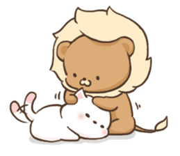 Lion and Kitty, adorable couple. sticker #13227783