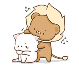 Lion and Kitty, adorable couple. sticker #13227790