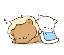 Lion and Kitty, adorable couple. sticker #13227793
