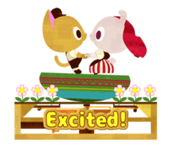 cat and rabbit of automata in love sticker #13227830