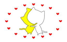 Yellow Cat & White Cat sticker #13228266