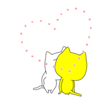 Yellow Cat & White Cat sticker #13228273