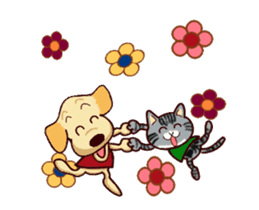 Animation of Labrador Retriever and Cat sticker #13254482