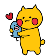 yellow cat and blue bird