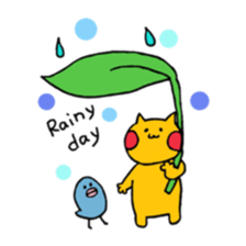 yellow cat and blue bird sticker #13259949