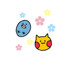 yellow cat and blue bird sticker #13259959