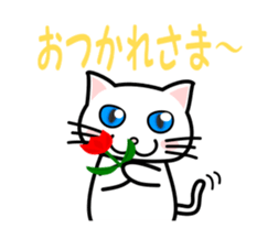 It is a basic set of white cat. sticker #13283658